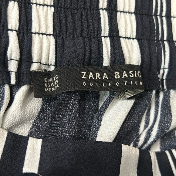 ZARA Basic Black White Stripe Drawstring Trouser Pant XS - Picture 8 of 10